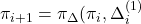 \pi_{i+1} = \pi_{\Delta}(\pi_i, \Delta_i^{(1)}