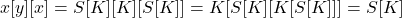 x[y][x] = S[K][K][S[K]] = K[S[K][K[S[K]]] = S[K]