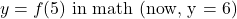 \[y = f(5)\ \text{in math (now, y = 6)}\]